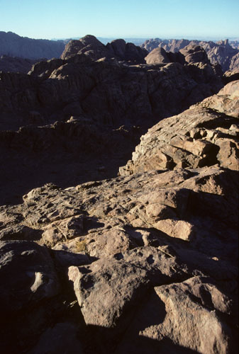 Evening view to northeast from a position some 20 metres below the summit of Mt Sinai.